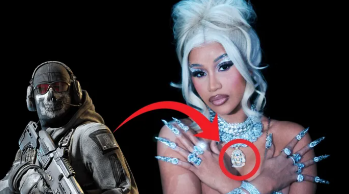 Cardi B Sports Modern Warfare II Necklace in Music Video